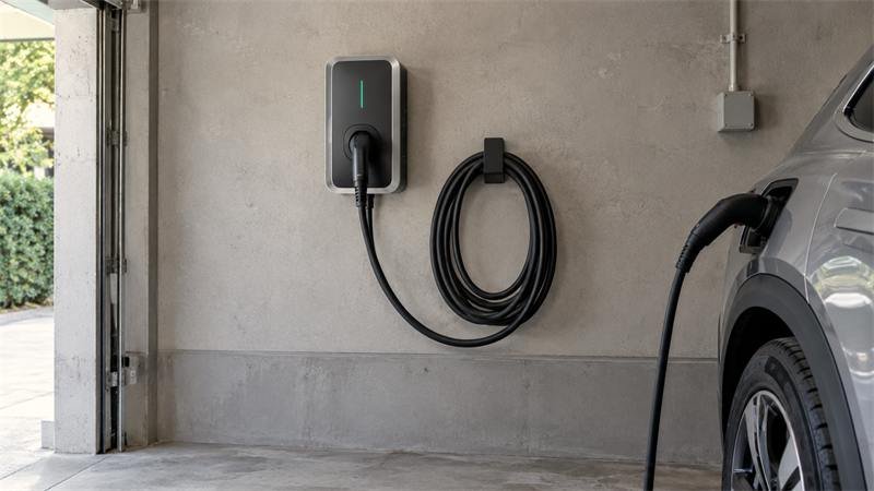 Zidna punionica za električno vozilo u garaži